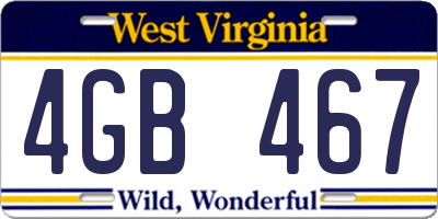 WV license plate 4GB467