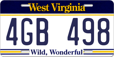 WV license plate 4GB498