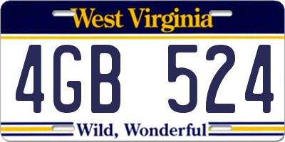 WV license plate 4GB524