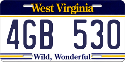 WV license plate 4GB530