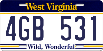 WV license plate 4GB531