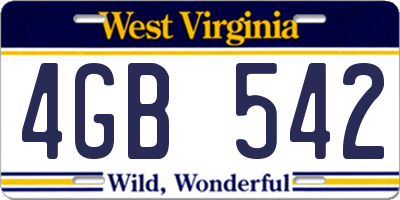 WV license plate 4GB542