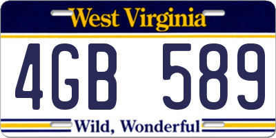 WV license plate 4GB589