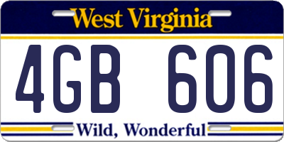 WV license plate 4GB606