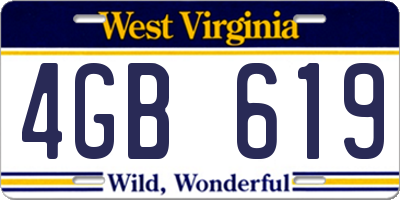 WV license plate 4GB619