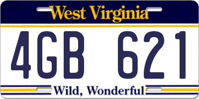 WV license plate 4GB621