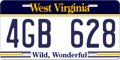 WV license plate 4GB628