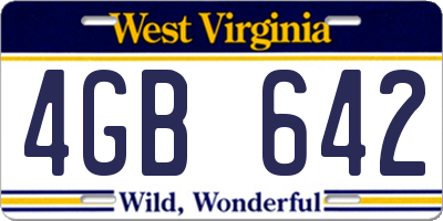 WV license plate 4GB642