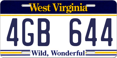 WV license plate 4GB644