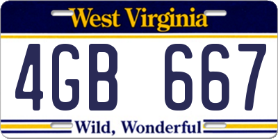 WV license plate 4GB667