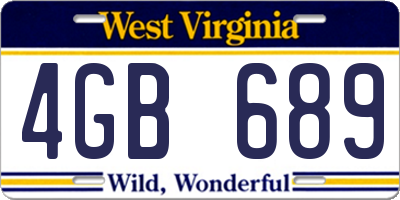 WV license plate 4GB689