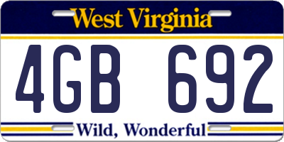 WV license plate 4GB692