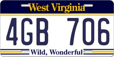 WV license plate 4GB706