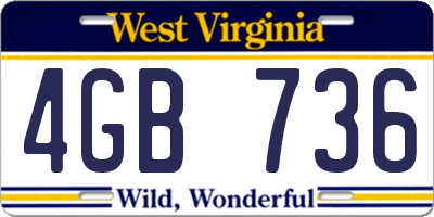 WV license plate 4GB736