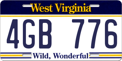 WV license plate 4GB776
