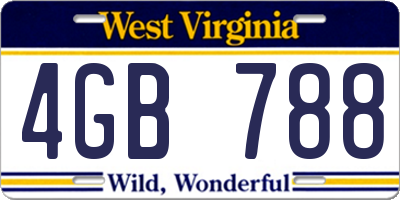 WV license plate 4GB788