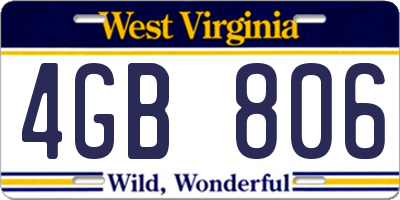 WV license plate 4GB806