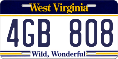WV license plate 4GB808