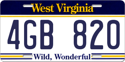 WV license plate 4GB820
