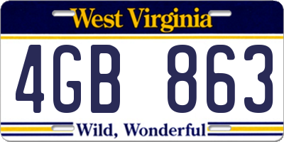 WV license plate 4GB863