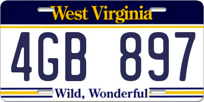 WV license plate 4GB897