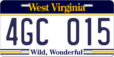 WV license plate 4GC015