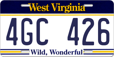 WV license plate 4GC426