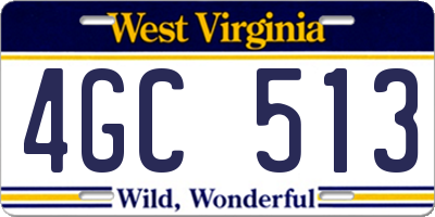 WV license plate 4GC513