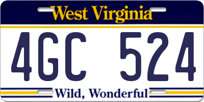 WV license plate 4GC524