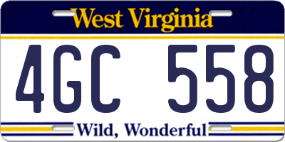 WV license plate 4GC558