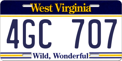 WV license plate 4GC707
