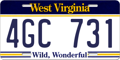 WV license plate 4GC731