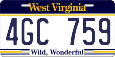 WV license plate 4GC759