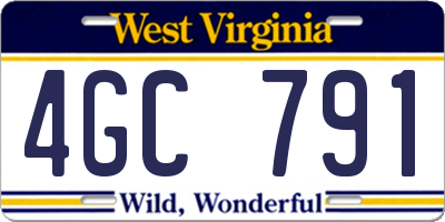 WV license plate 4GC791