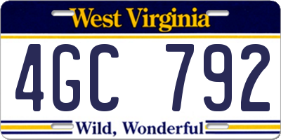 WV license plate 4GC792