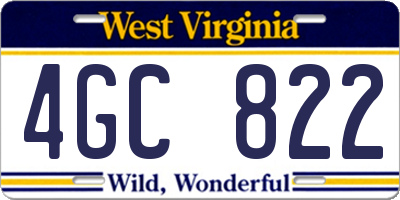 WV license plate 4GC822