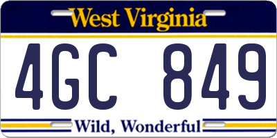 WV license plate 4GC849
