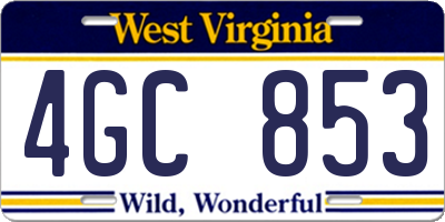 WV license plate 4GC853