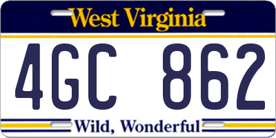 WV license plate 4GC862
