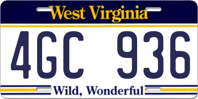 WV license plate 4GC936