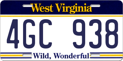 WV license plate 4GC938