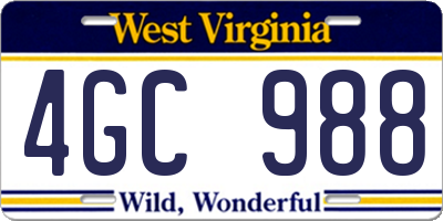 WV license plate 4GC988