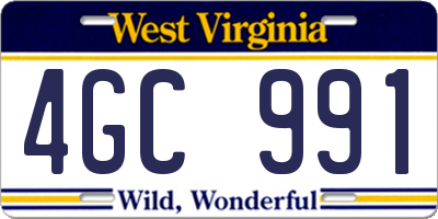 WV license plate 4GC991