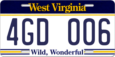 WV license plate 4GD006