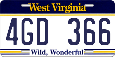 WV license plate 4GD366