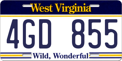 WV license plate 4GD855
