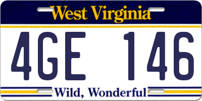 WV license plate 4GE146