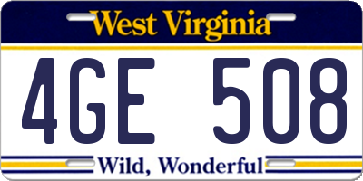 WV license plate 4GE508