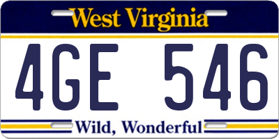 WV license plate 4GE546
