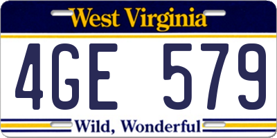 WV license plate 4GE579